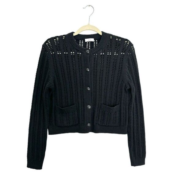 A.L.C. $395 Tilly open-knit cotton-blend cardigan in black - Picture 9 of 12